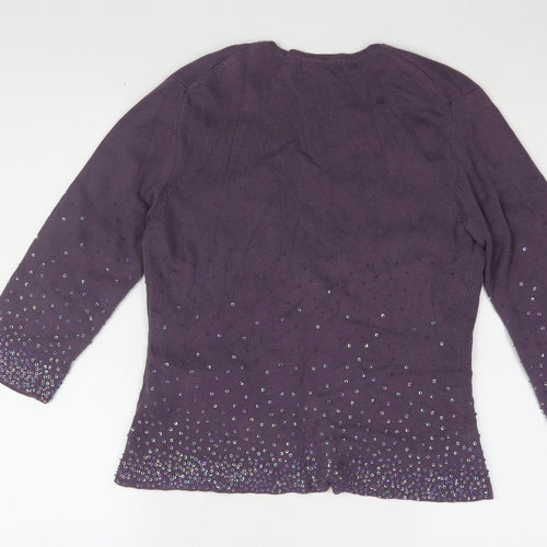 Boden Women's Purple Sequin Cardigan Size 12