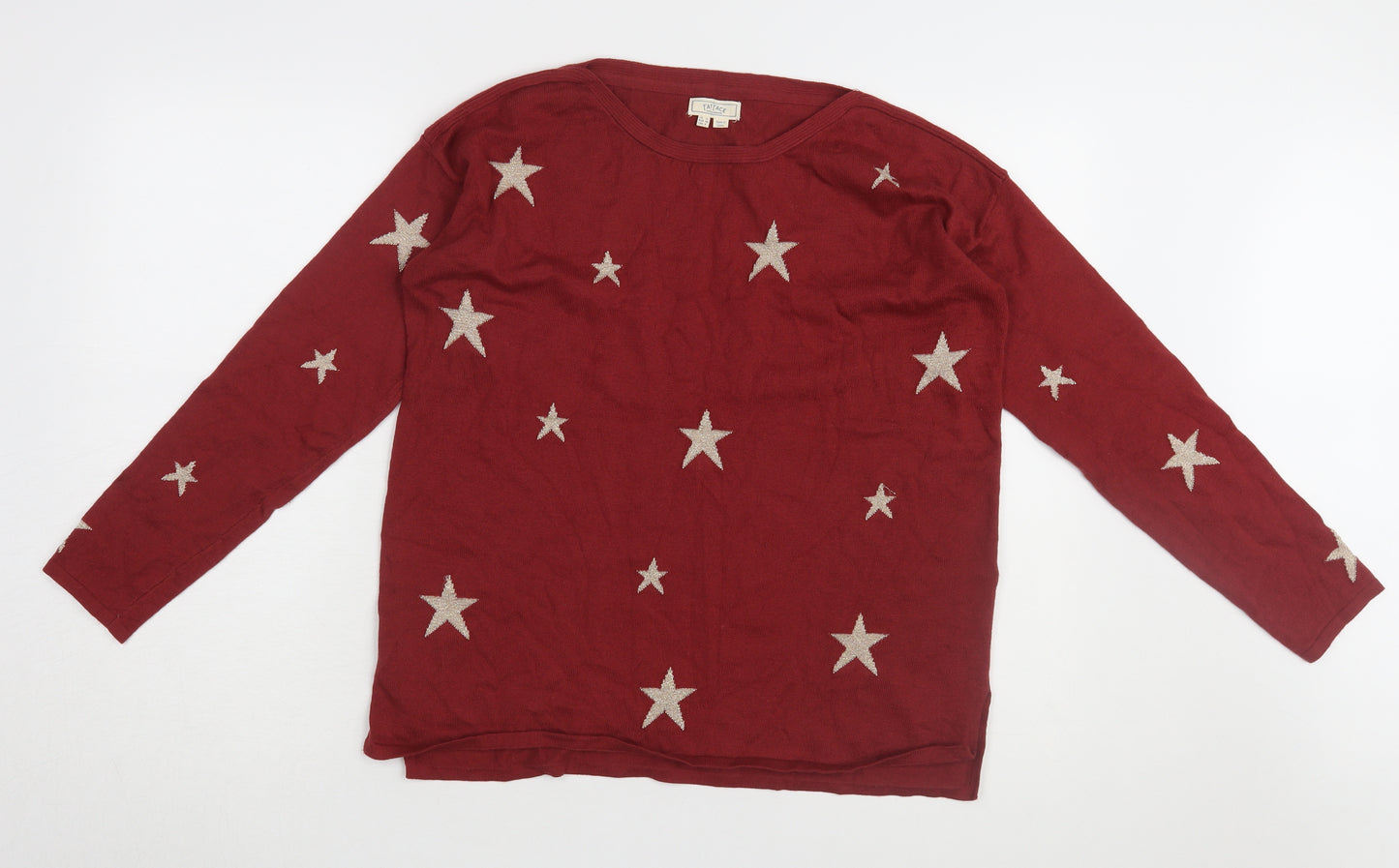 Fat Face Women's Red Star Print Pullover Jumper Size 10