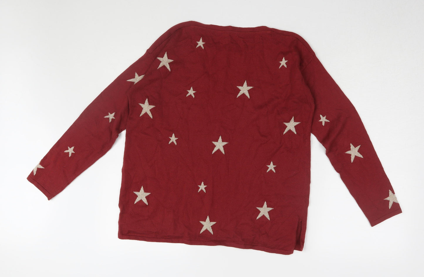 Fat Face Women's Red Star Print Pullover Jumper Size 10