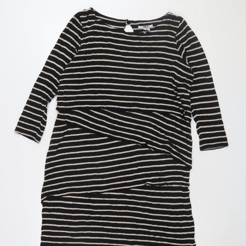 Mamas & Papas Women's Black Striped Shift Dress - Size 14