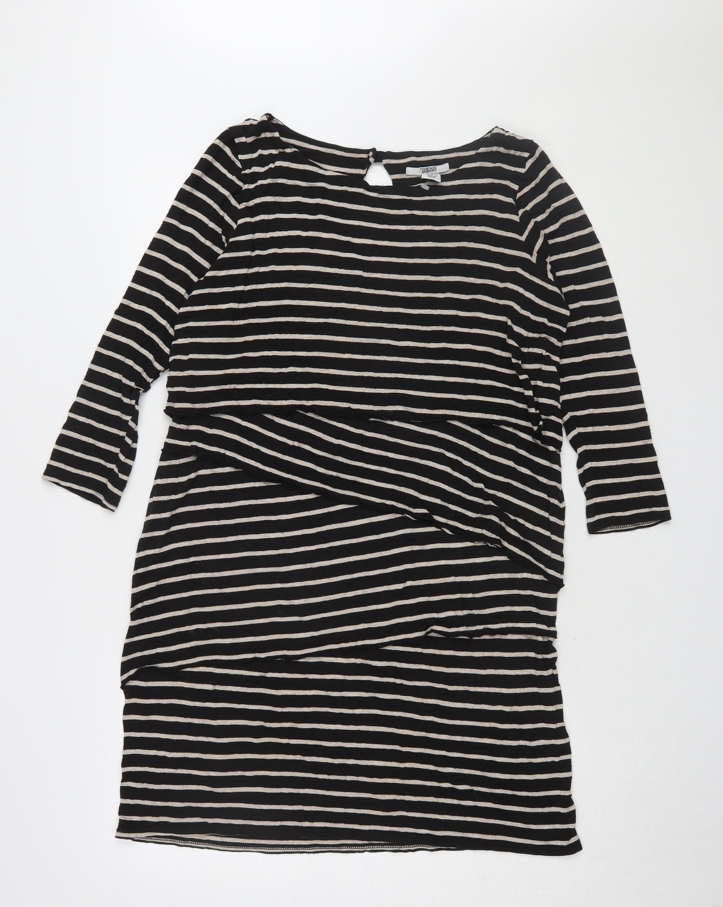 Mamas & Papas Women's Black Striped Shift Dress - Size 14