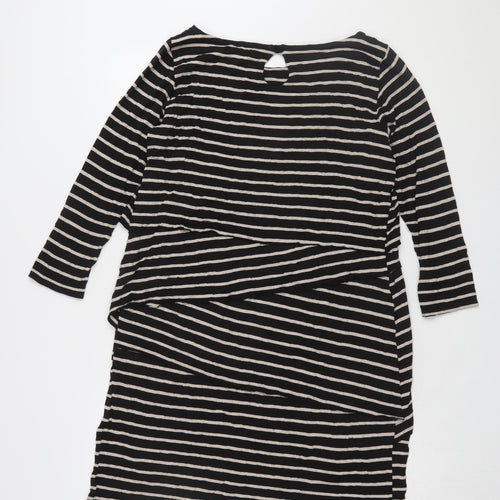 Mamas & Papas Women's Black Striped Shift Dress - Size 14