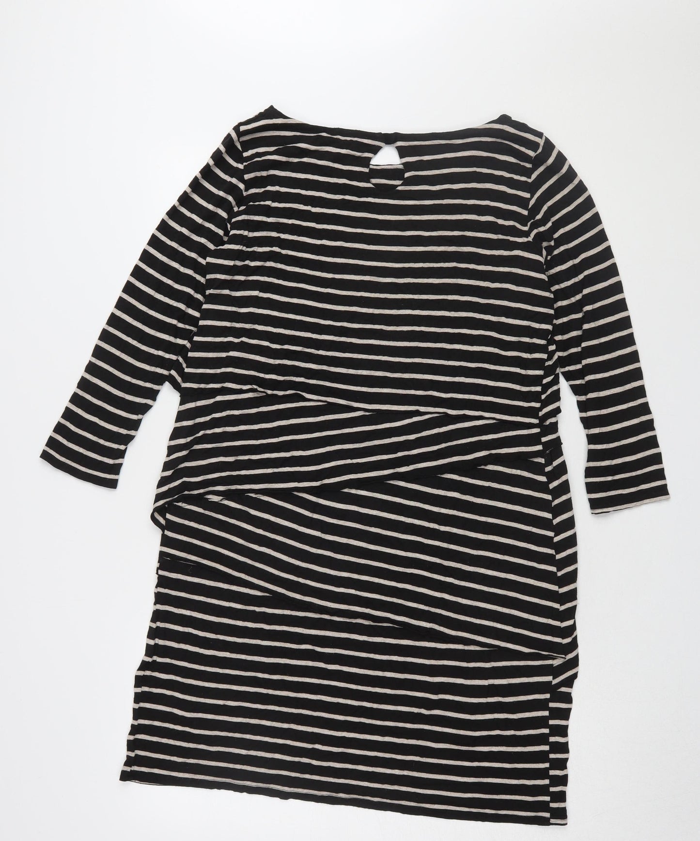 Mamas & Papas Women's Black Striped Shift Dress - Size 14