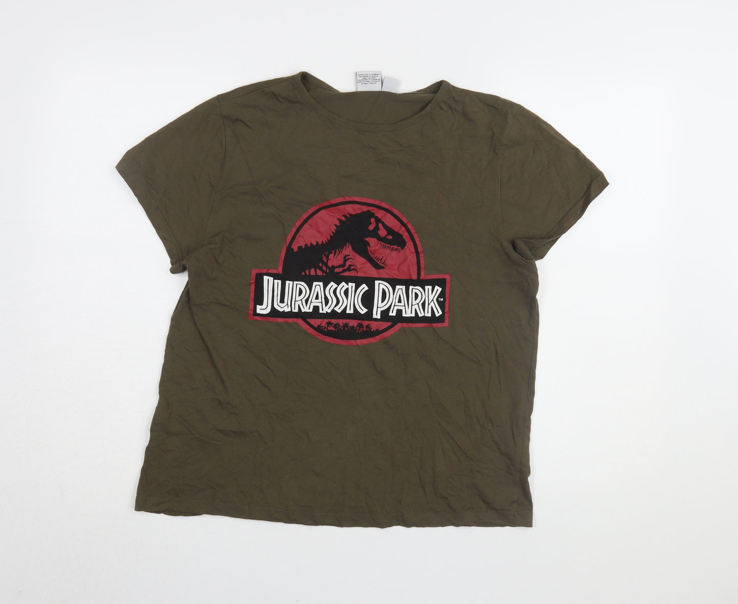 Jurassic Park Unisex Green Crew T-Shirt Size 16