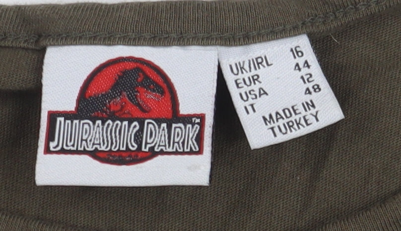 Jurassic Park Unisex Green Crew T-Shirt Size 16