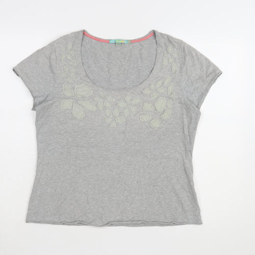 Boden Women's Grey Scoop Neck T-Shirt Size 16