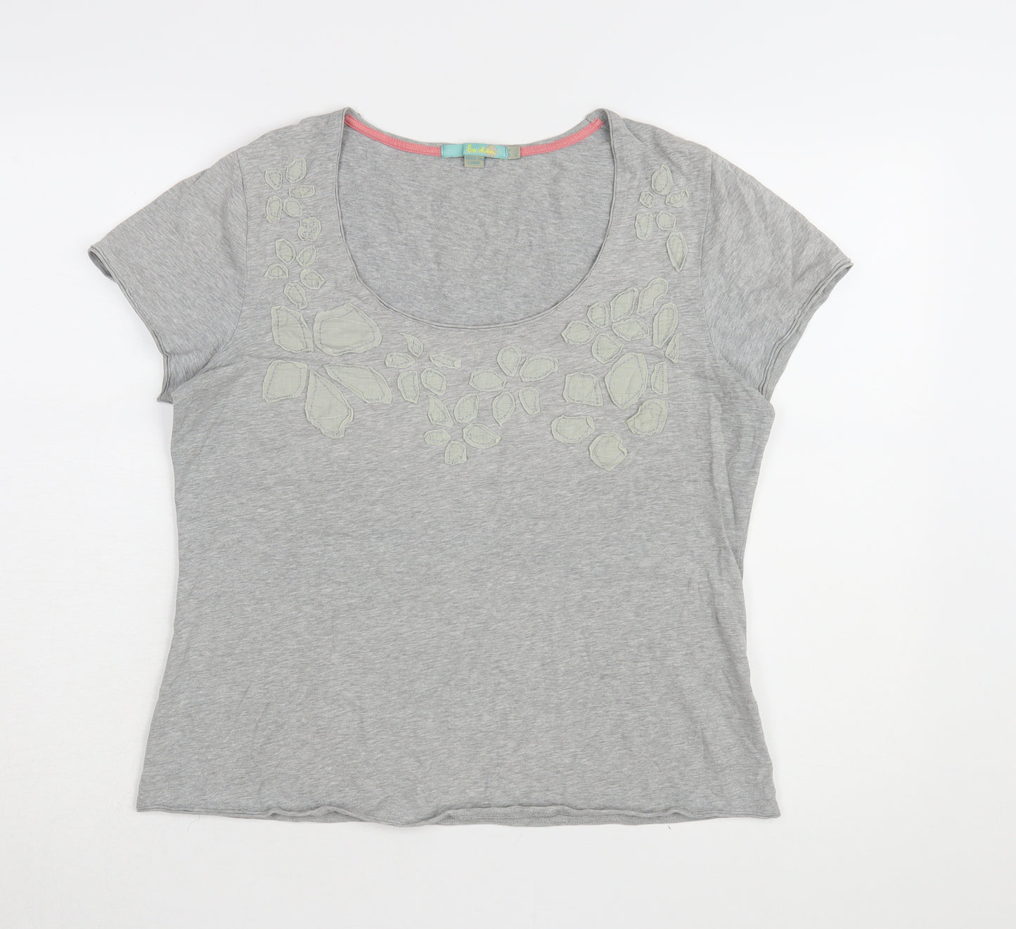 Boden Women's Grey Scoop Neck T-Shirt Size 16