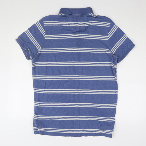 Superdry Men's Blue Striped Polo XL Short Sleeve