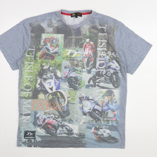 TT Isle of Man Men's Grey Graphic T-Shirt L