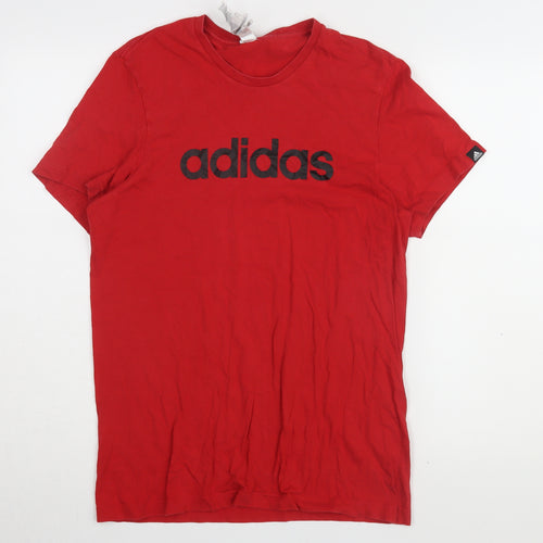 Adidas Men's Red Regular Fit T-Shirt - Size S