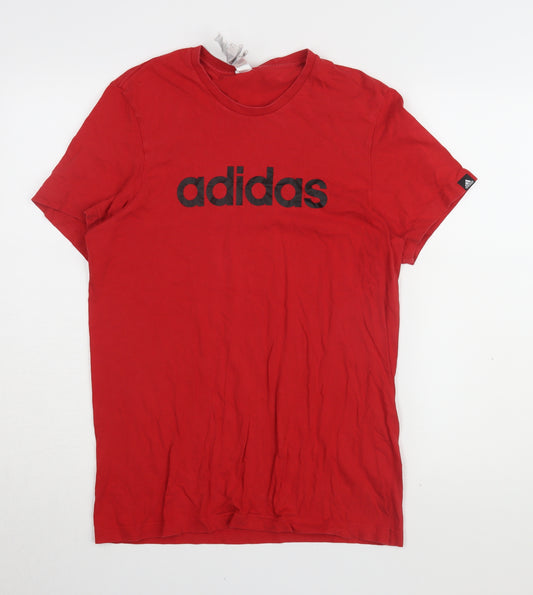 Adidas Men's Red Regular Fit T-Shirt - Size S