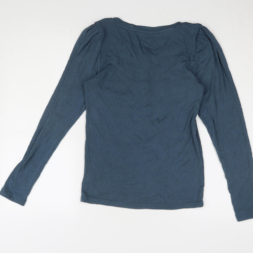 Gap Women’s Blue Henley T-Shirt M Long Sleeve Casual