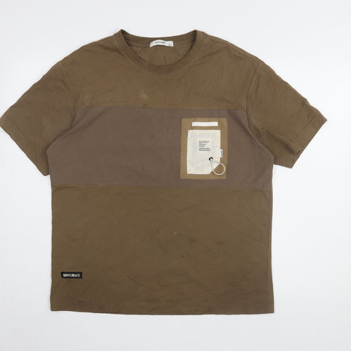 BOTEDANNU Men's Brown 2XL T-Shirt, Short Sleeve, Jersey