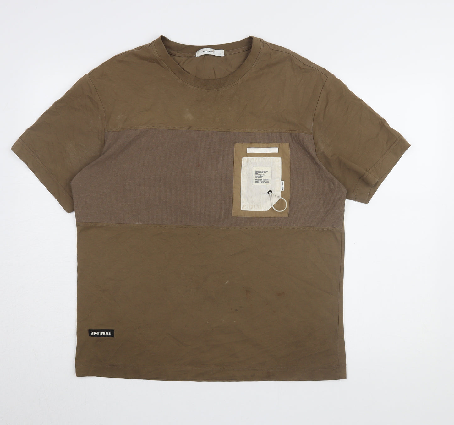BOTEDANNU Men's Brown 2XL T-Shirt, Short Sleeve, Jersey