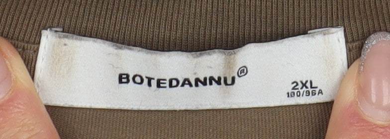 BOTEDANNU Men's Brown 2XL T-Shirt, Short Sleeve, Jersey