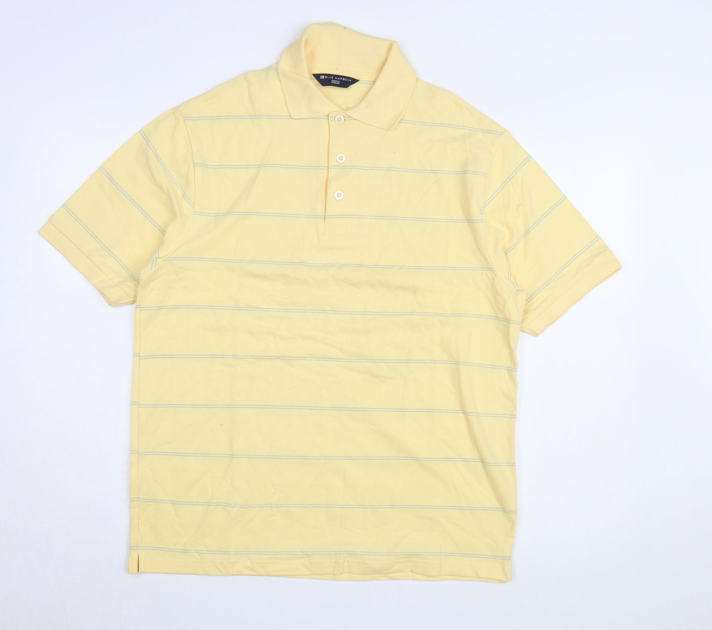 Marks and Spencer Men's Yellow Striped Polo Shirt M