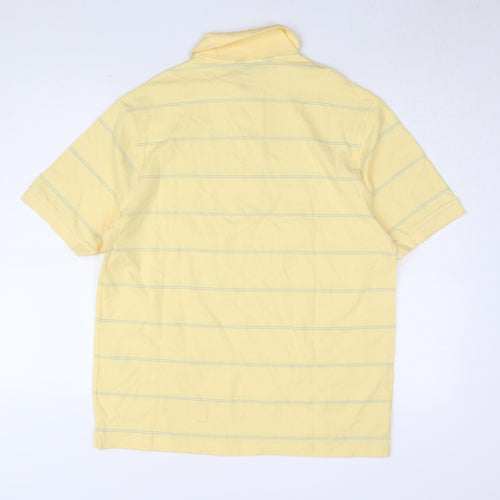 Marks and Spencer Men's Yellow Striped Polo Shirt M