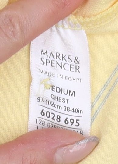 Marks and Spencer Men's Yellow Striped Polo Shirt M