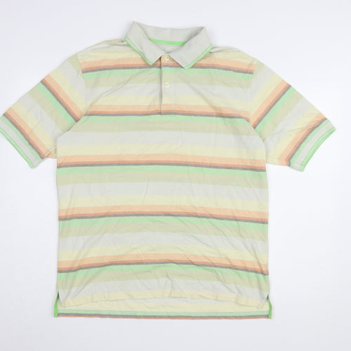 Marks and Spencer Men's Multicoloured Striped Polo M