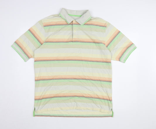 Marks and Spencer Men's Multicoloured Striped Polo M