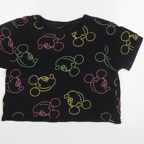 Disney Women’s Black Cartoon M Cropped T-Shirt