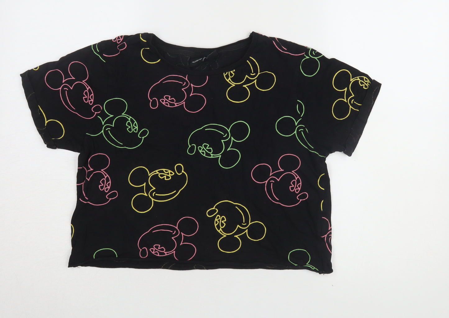 Disney Women’s Black Cartoon M Cropped T-Shirt