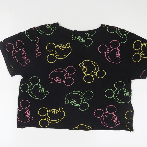 Disney Women’s Black Cartoon M Cropped T-Shirt