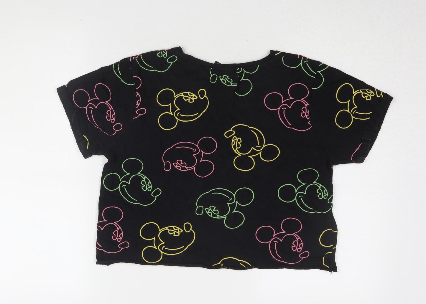 Disney Women’s Black Cartoon M Cropped T-Shirt