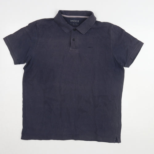 Mexx Men's Blue Polo Shirt Size 12 Solid Cotton Casual