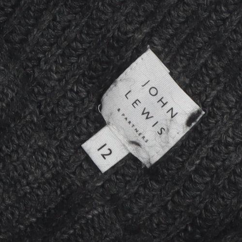 John Lewis Women's Grey High Neck Cable-Knit Jumper Size 12