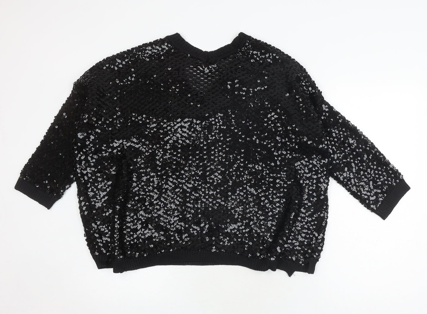 Topshop Women's Black Medium Sequin Pullover Jumper