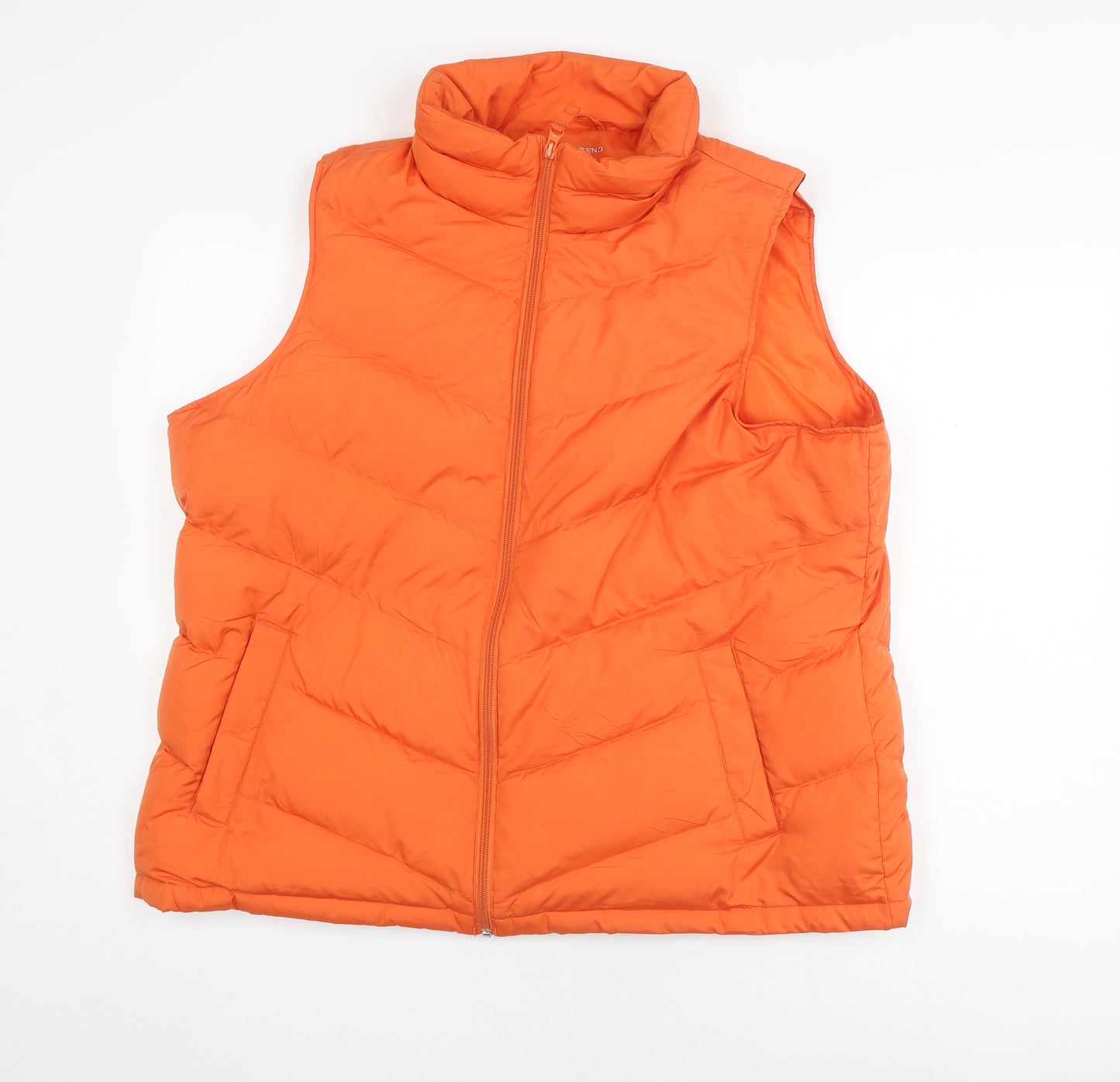 Lands' End Women's Plus Orange Puffer Waistcoat