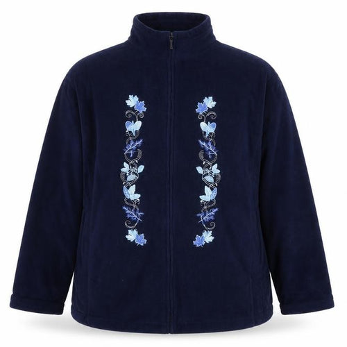 Pure & Natural Women's Blue Embroidered Full Zip 3XL Fleece