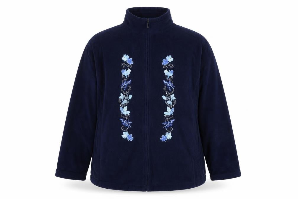 Pure & Natural Women's Blue Embroidered Full Zip 3XL Fleece