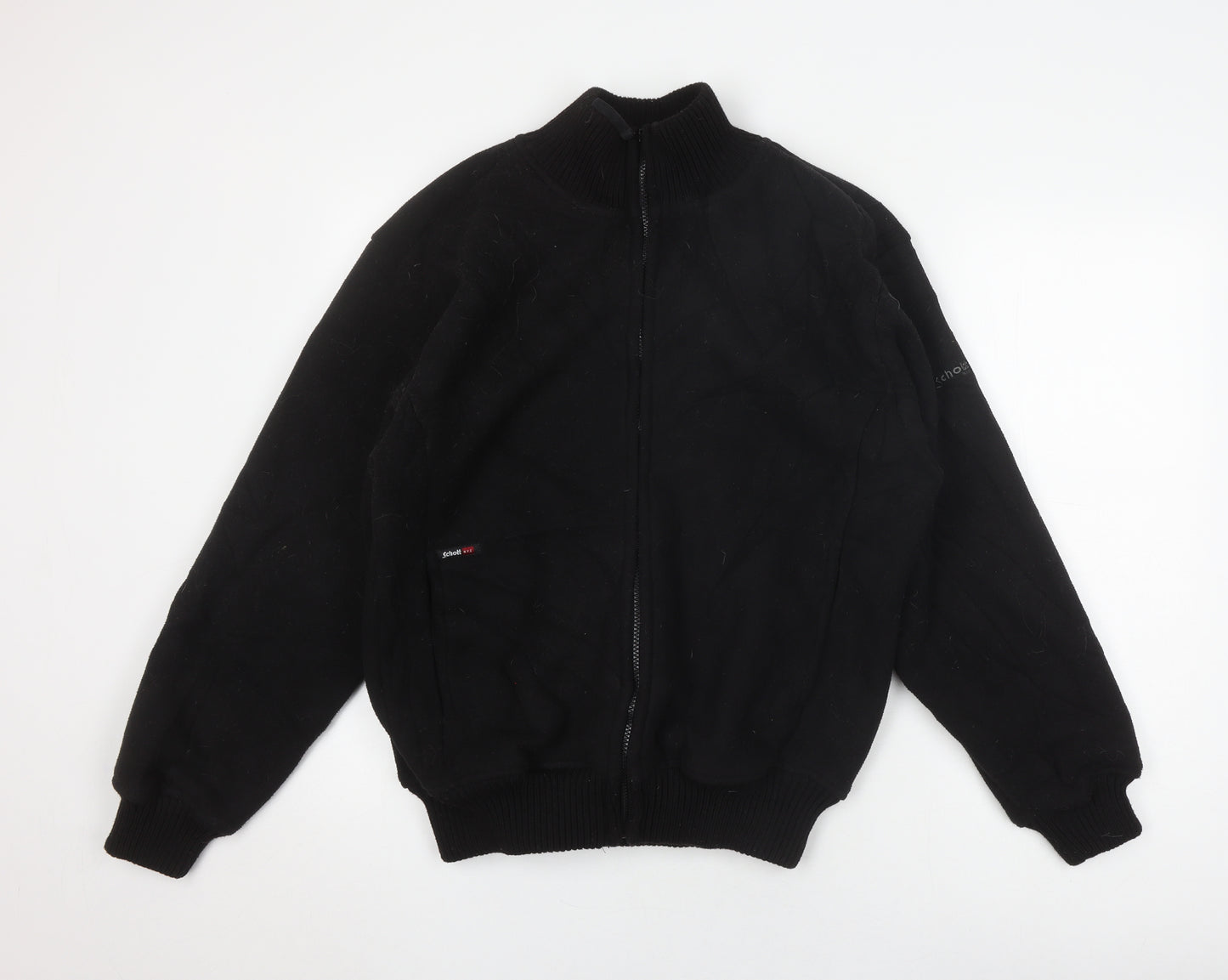 Schott NY Men's Black Fleece Jacket L Full Zip