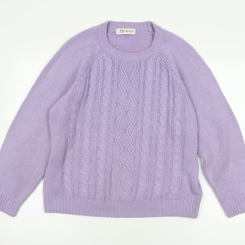 Berkertex Women's Lavender Cable-Knit Jumper Size 16