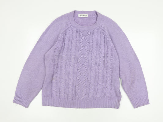 Berkertex Women's Lavender Cable-Knit Jumper Size 16