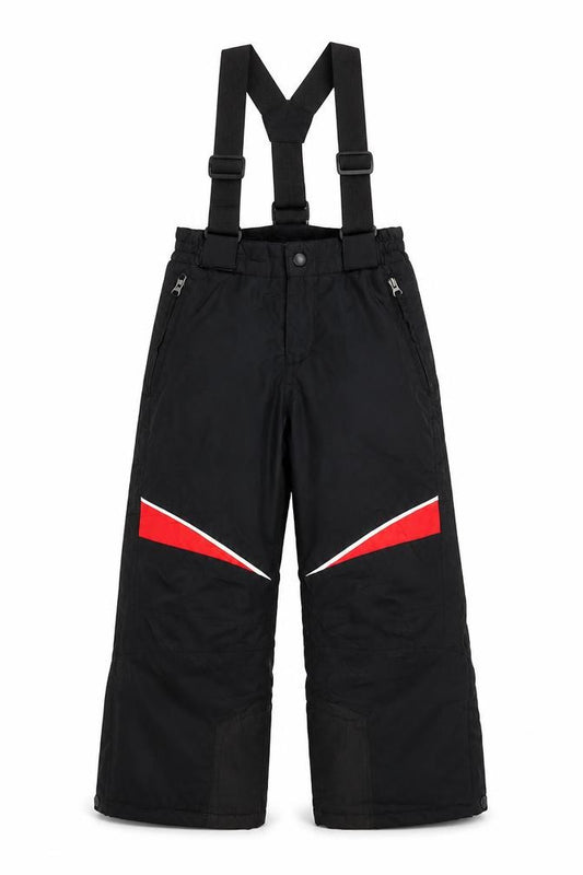 Front view of Crane boys’ black snow pants 4 years waterproof ski trousers