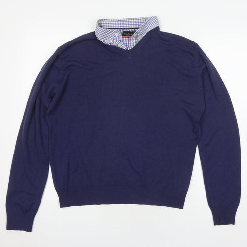 Pierre Cardin Men's Blue V-Neck Pullover M