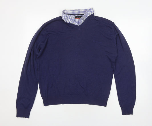 Pierre Cardin Men's Blue V-Neck Pullover M