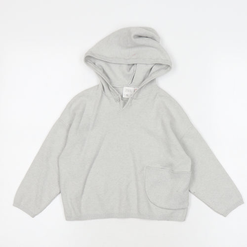 Zara Boys Grey Hooded Pullover Jumper 4-5 Years