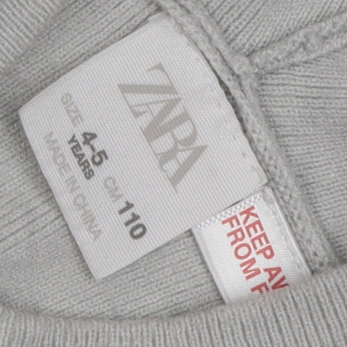 Zara Boys Grey Hooded Pullover Jumper 4-5 Years