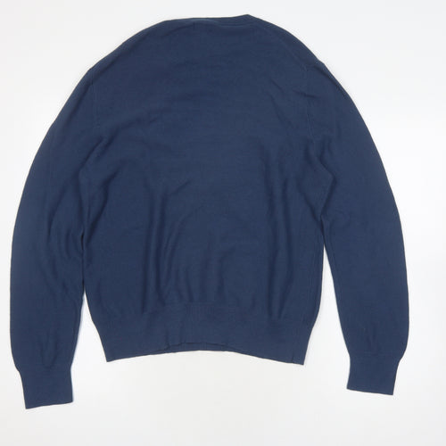 J.Crew Men's Blue Cotton Pullover Jumper Medium