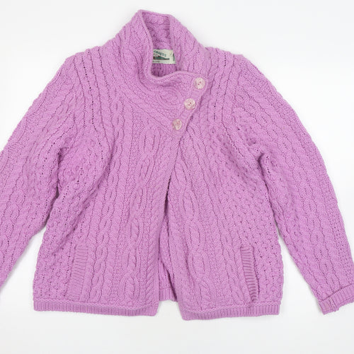 Aran Crafts Women's Purple Cable-Knit Jumper L