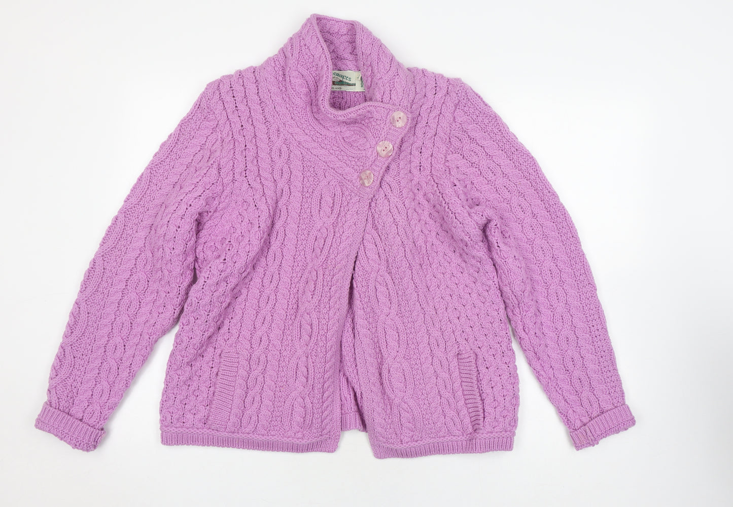 Aran Crafts Women's Purple Cable-Knit Jumper L