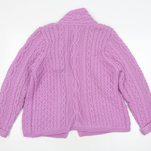 Aran Crafts Women's Purple Cable-Knit Jumper L