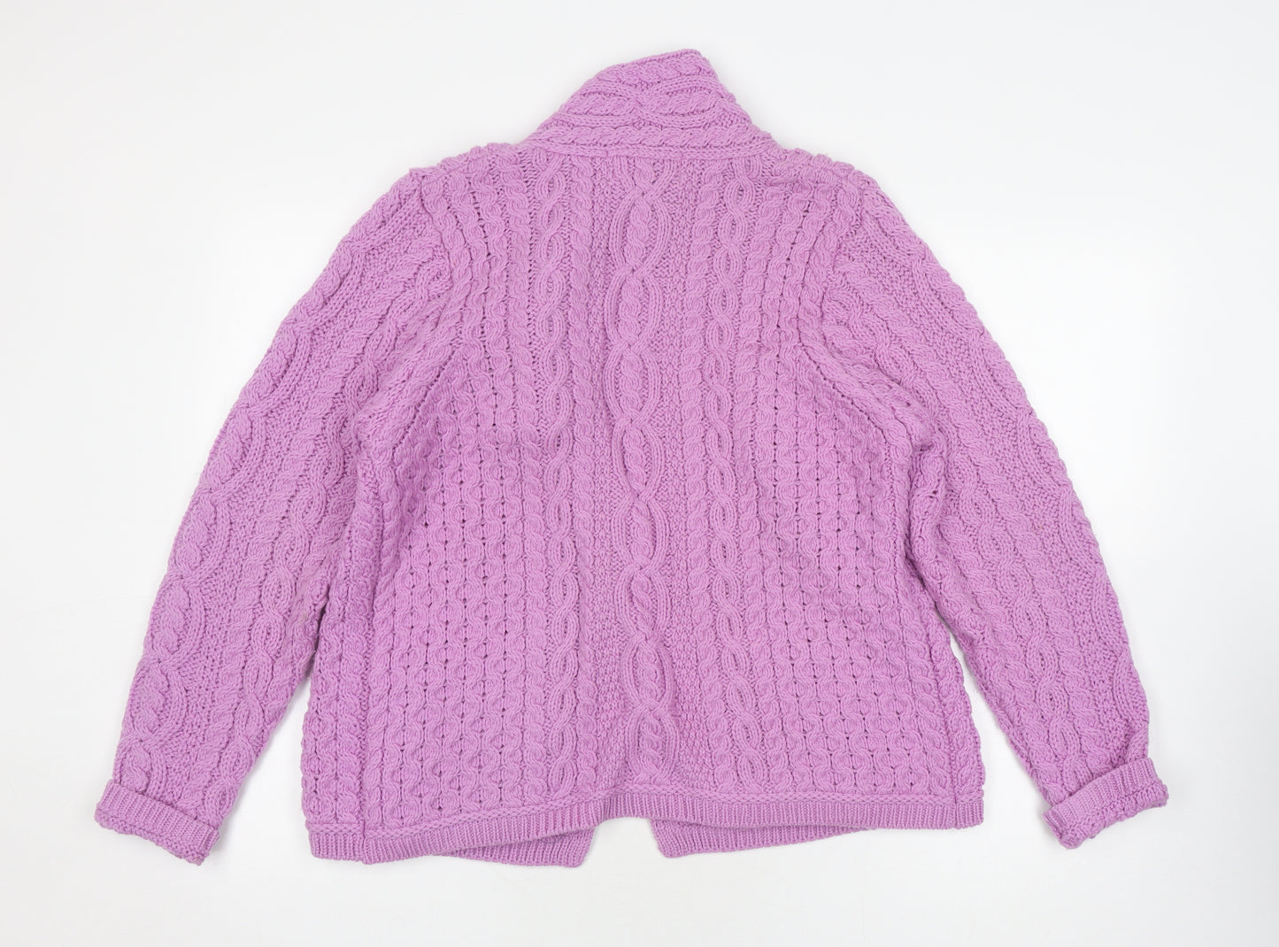 Aran Crafts Women's Purple Cable-Knit Jumper L