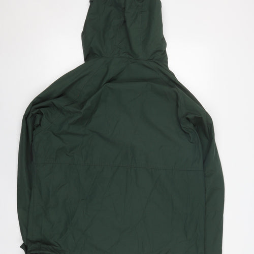 H&M Men's Green Anorak Jacket L Hooded Elastic Waist