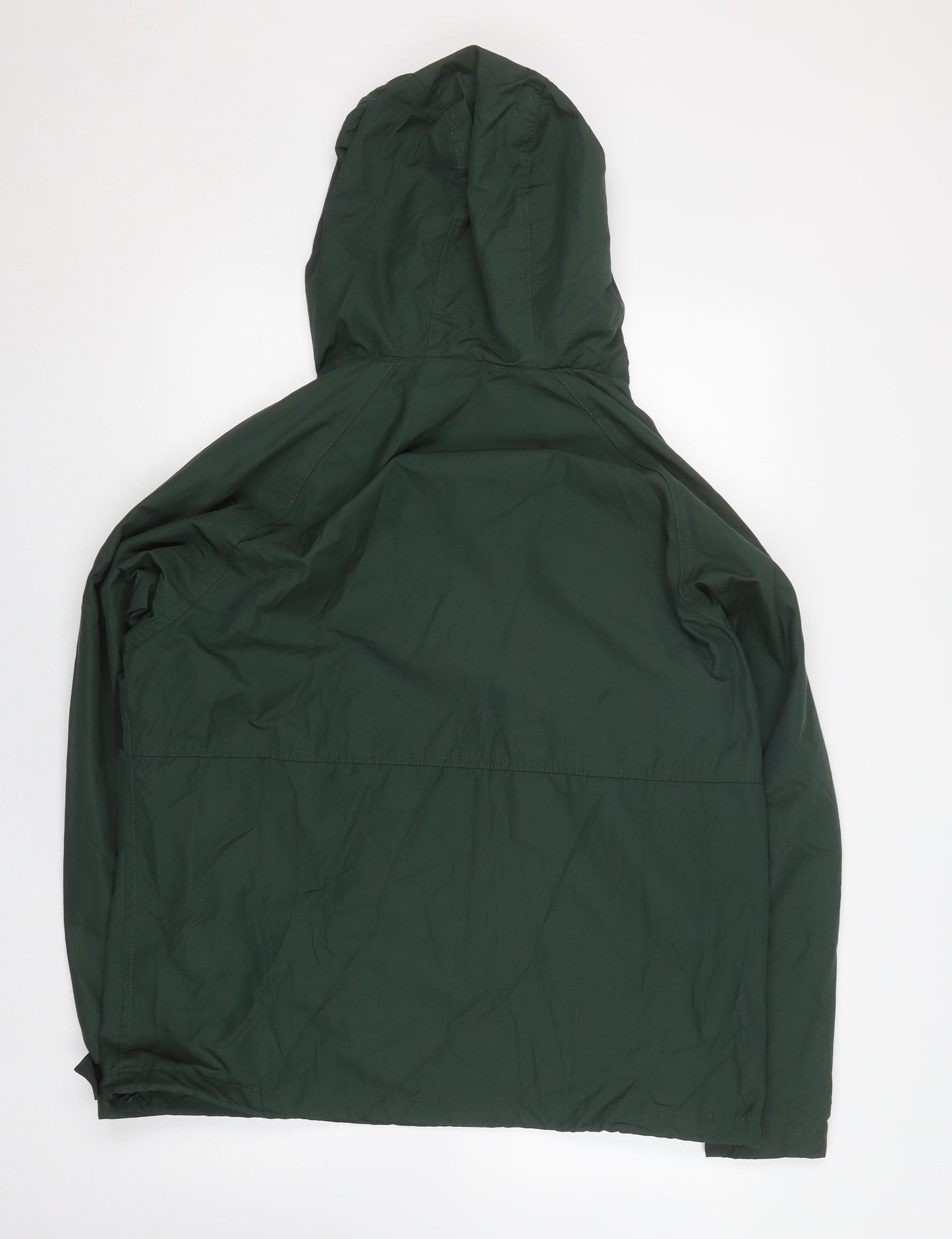 H&M Men's Green Anorak Jacket L Hooded Elastic Waist