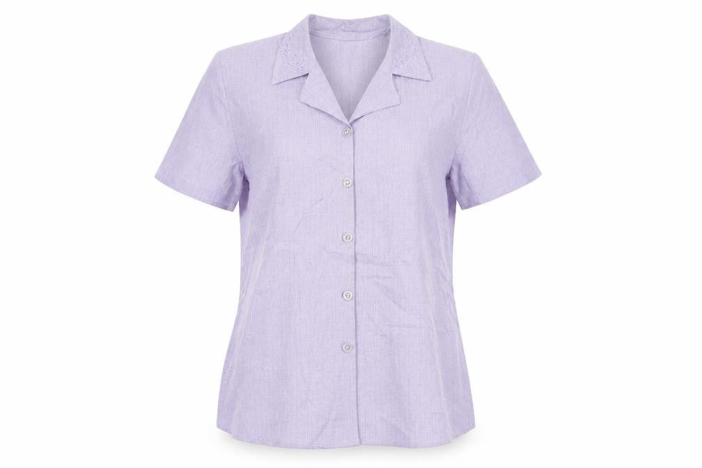 Front view of Clothes Contact Women's Purple Button-Up Shirt -, size 14